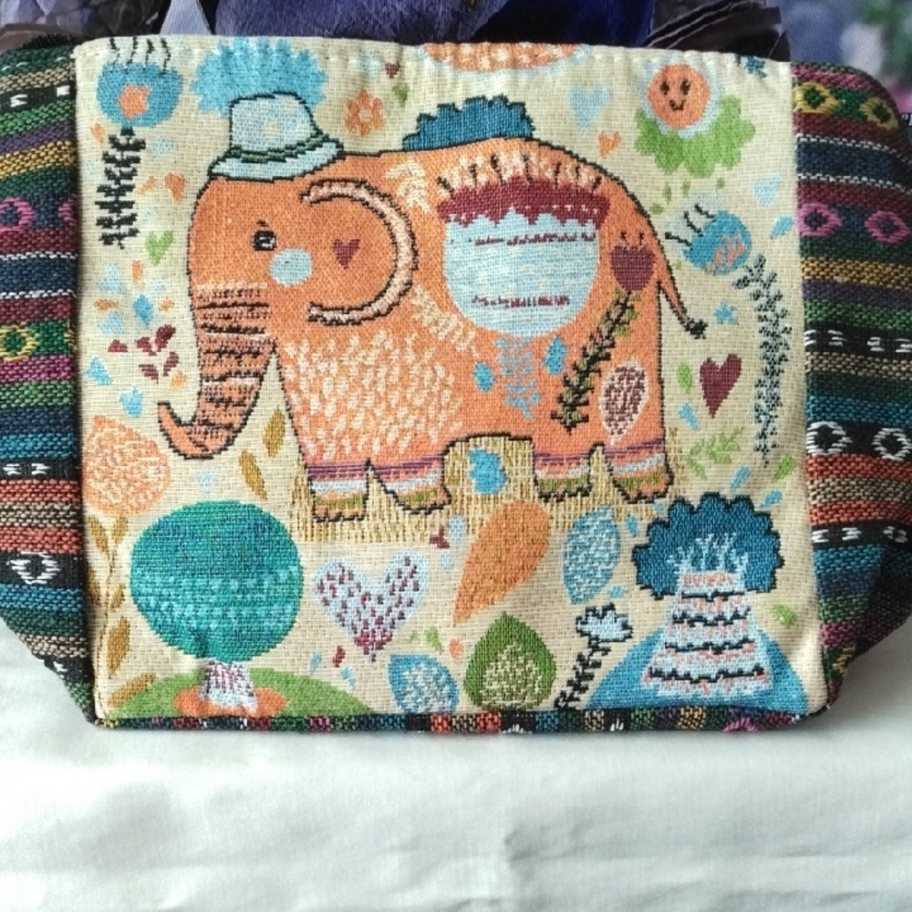 Colorful Elephant Patterned Shoulder Bag